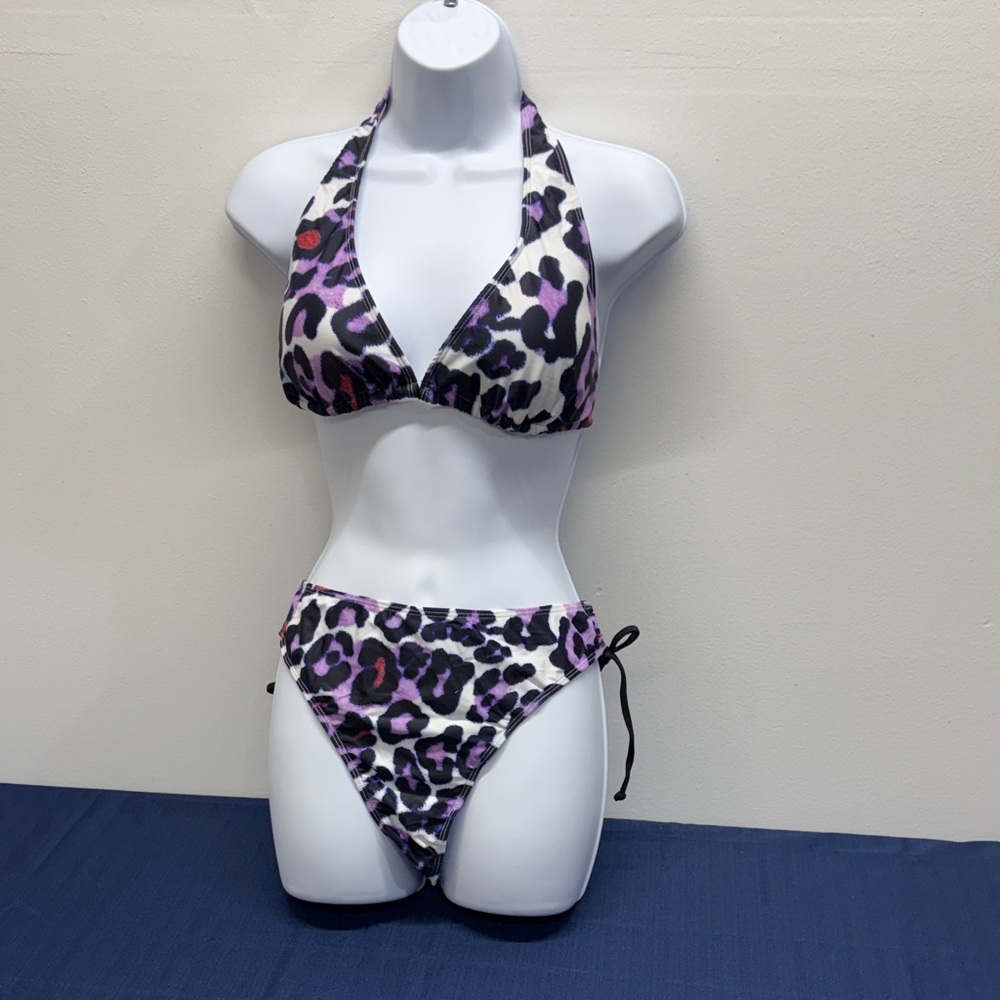 NEW Leopard Print Halter Bikini Set 2-piece swimsuit size XX-Large (2XL)tie side